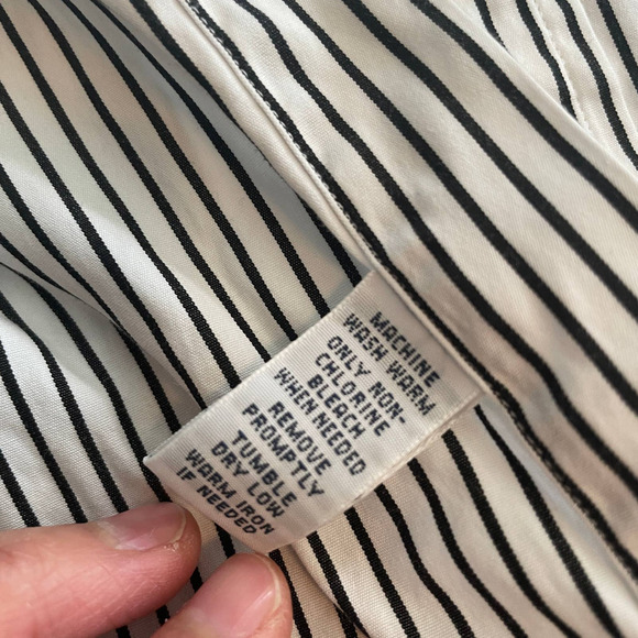 Polo Ralph Lauren Regent Custom Fit Pinstripe Button Up Shirt 16.5 White Black - Picture 6 of 10